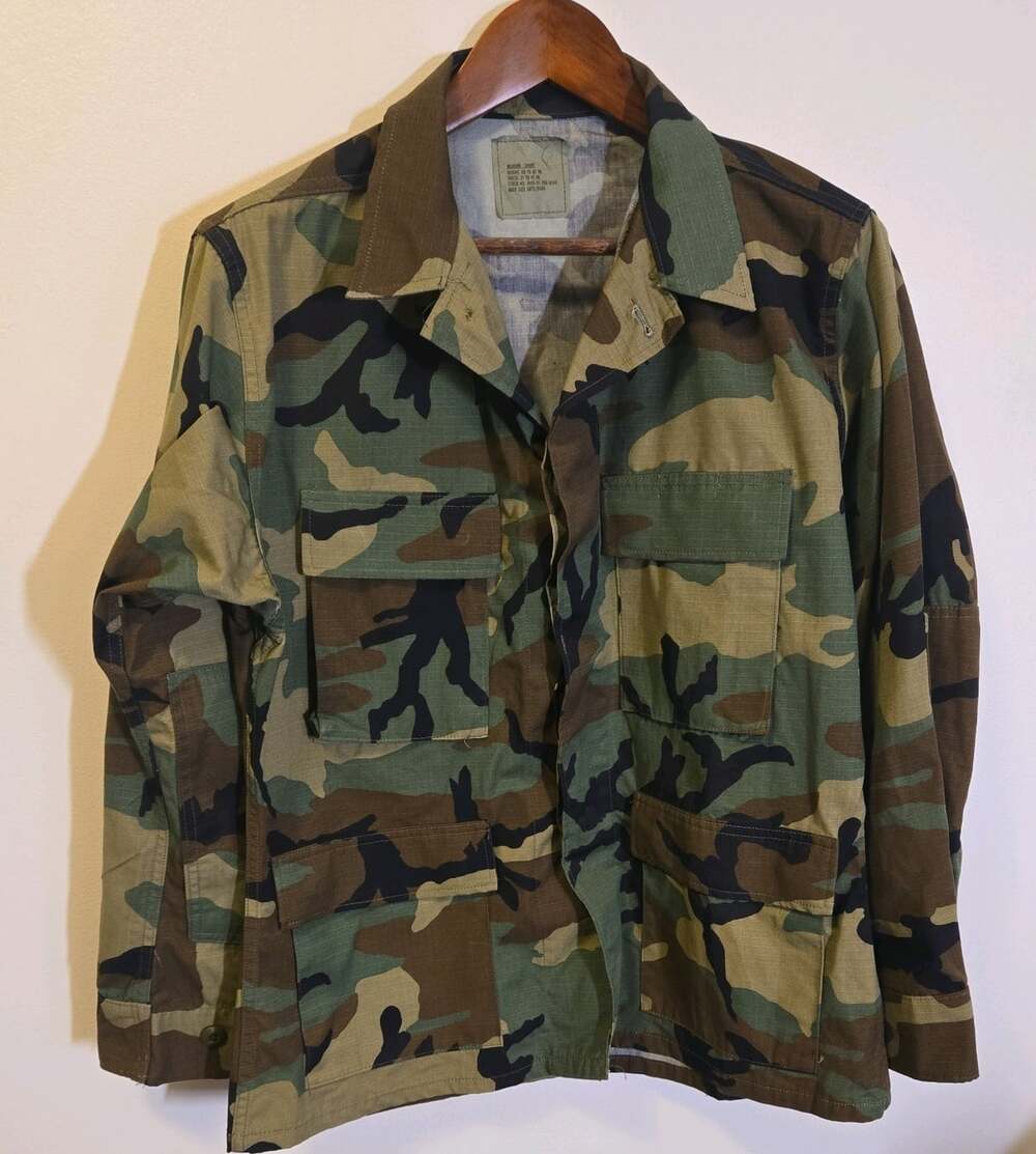 US Military BDU Woodland Camo Combat Jacket Medium Short Ripstop 2007 Surplus